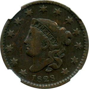 image for: 1828 1c NGC F12 BN (Small Wide Date)