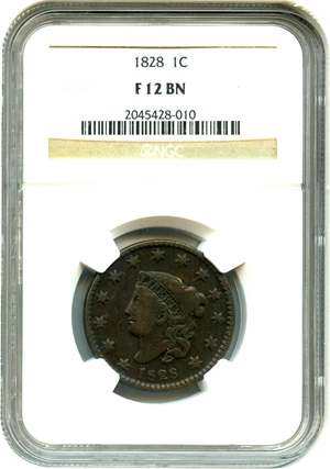 image for: 1828 1c NGC F12 BN (Small Wide Date)