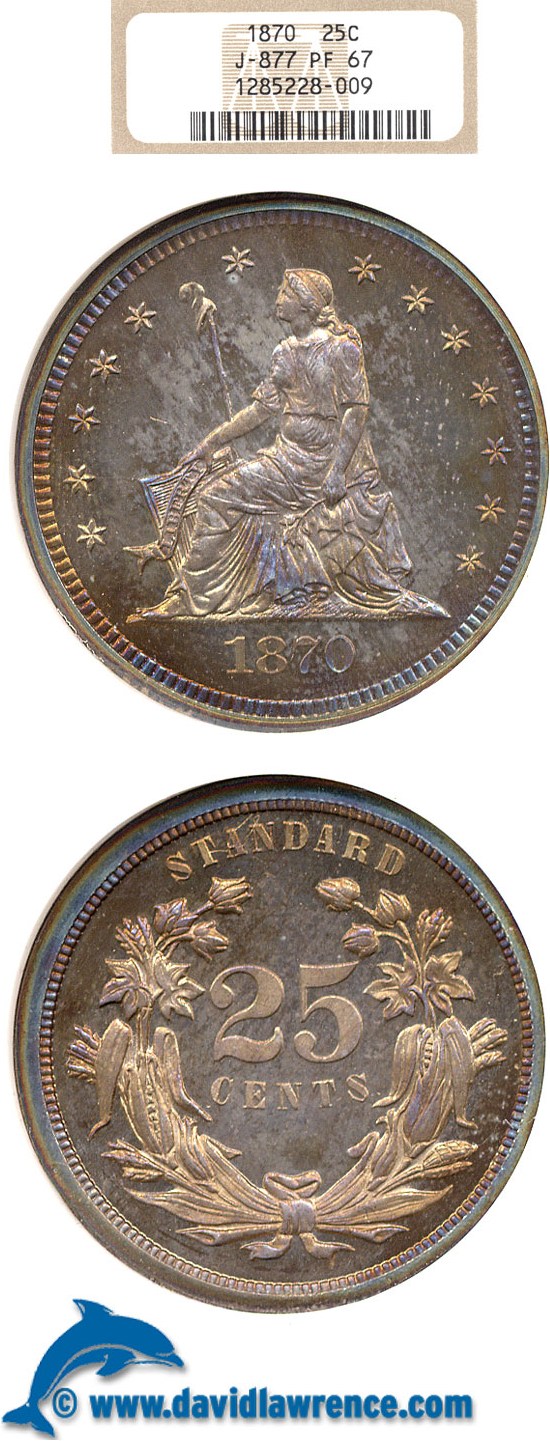 image for: 1870 25c J-877 NGC Proof 67