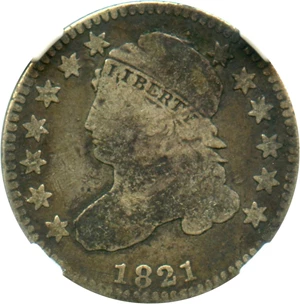 image for: 1821 10c NGC VG-10 (Small Date, JR-9) - No Reserve!