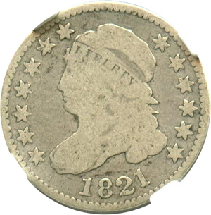image for: 1821 10c NGC Good-6 (Large Date, JR-6)