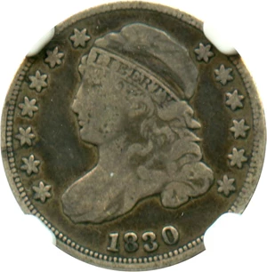 image for: 1830 10c NGC F12 (Medium 10C, JR-6)