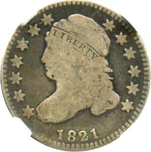 image for: 1821 10c NGC Good-6 (Small Date, JR-9)