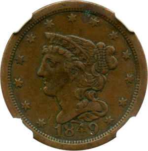 image for: 1849 1/2c NGC XF40 BN (Large Date, C-1)