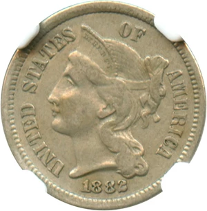 image for: 1882 3cN NGC AU50 - No Reserve!