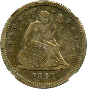image for: 1845 25c NGC XF40
