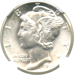 image for: 1945-D 10c NGC MS65