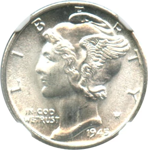 image for: 1945-D 10c NGC MS65