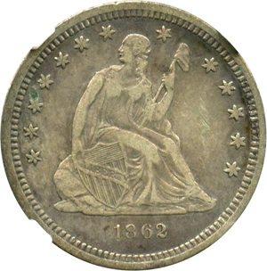 image for: 1862 25c NGC VF35