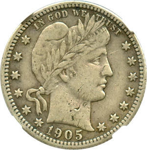 image for: 1905-S 25c NGC VF30