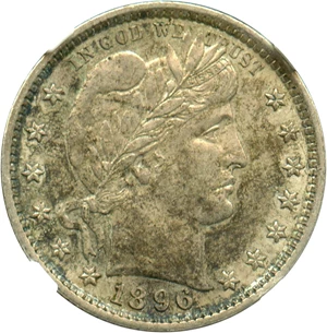 image for: 1896 25c NGC AU55