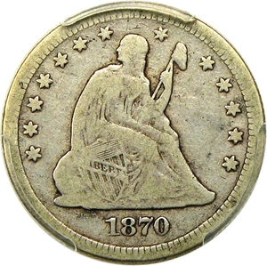 image for: 1870-CC 25c PCGS VG-10