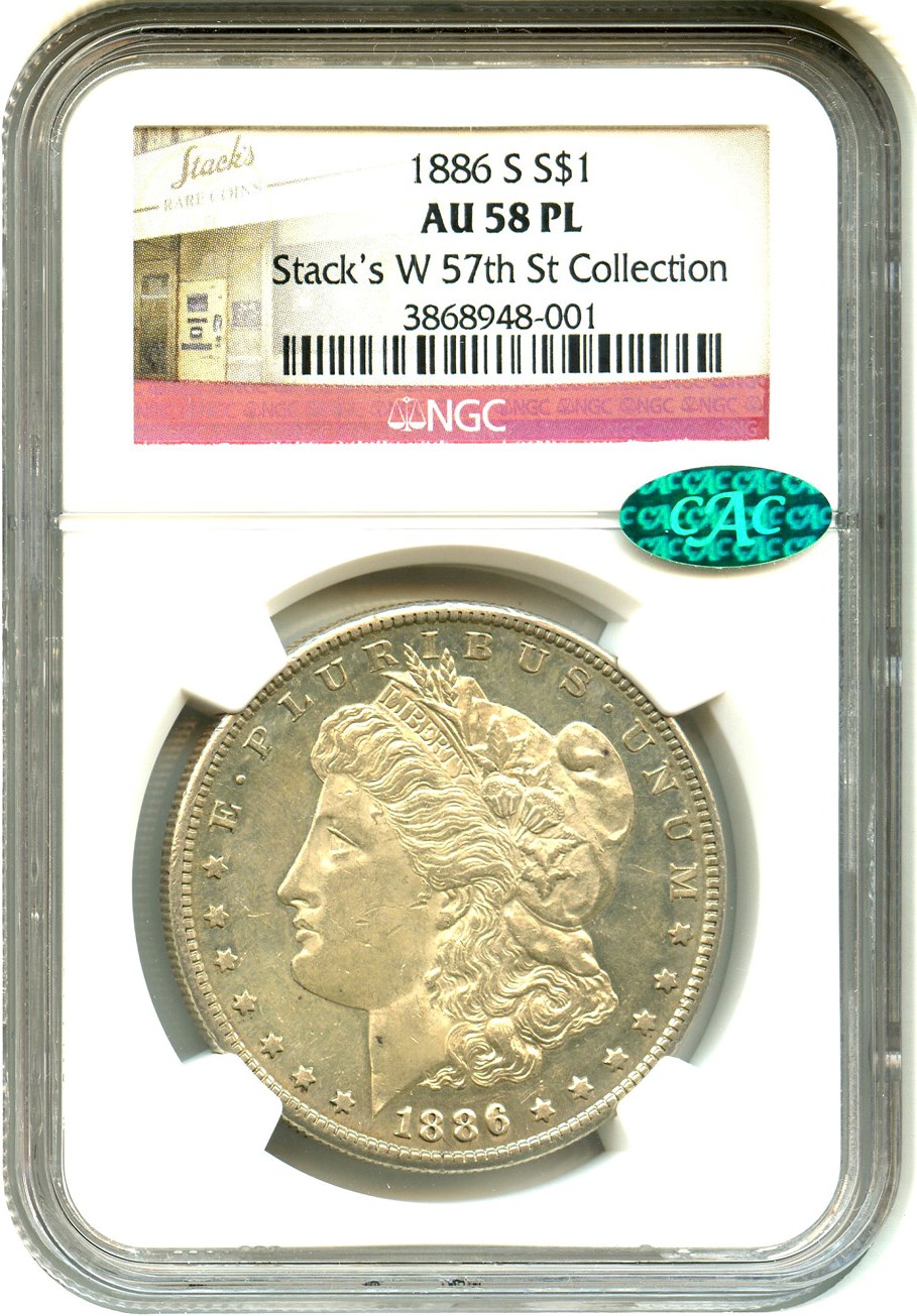 image for: 1886-S $1 NGC/CAC AU58 PL