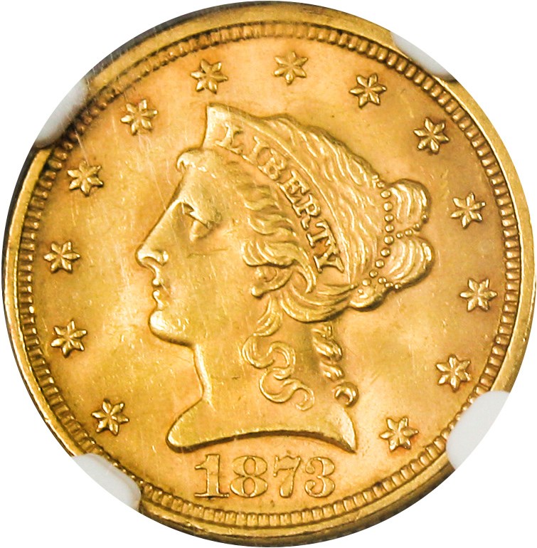 image for: 1873 $2 1/2 NGC MS63 (Closed 3) - No Reserve!