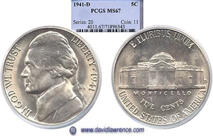 image for: 1941-D 5c PCGS MS67