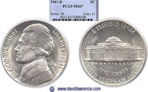 image for: 1941-D 5c PCGS MS67