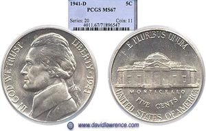 image for: 1941-D 5c PCGS MS67