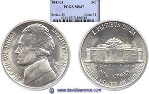 image for: 1941-D 5c PCGS MS67