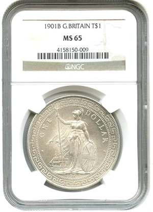image for: Great Britain: 1901-B Trade$1 NGC MS65 (KM-T5) .7800oz Silver