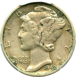 image for: 1942-D 10c PCGS XF40