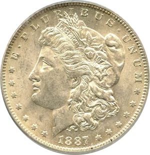 image for: 1887-O $1 PCGS AU58 (VAM-2, Double 1, Triple 7)