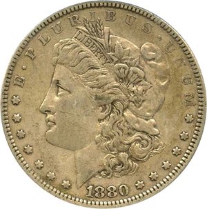 image for: 1880 $1 PCGS XF40 (VAM-6, 8/7, Spikes)