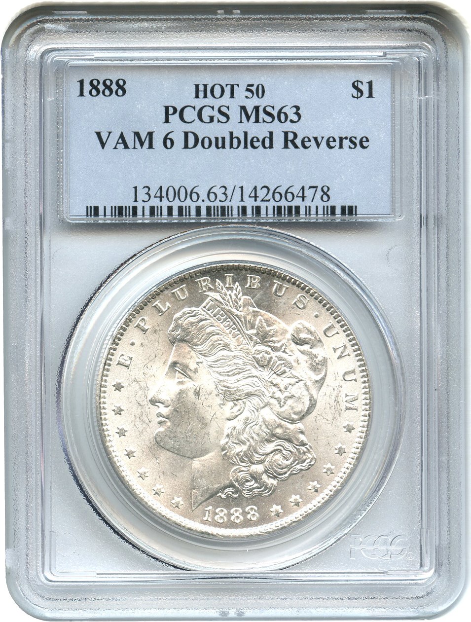 image for: 1888 $1 PCGS MS63 (VAM-6, Doubled Reverse)