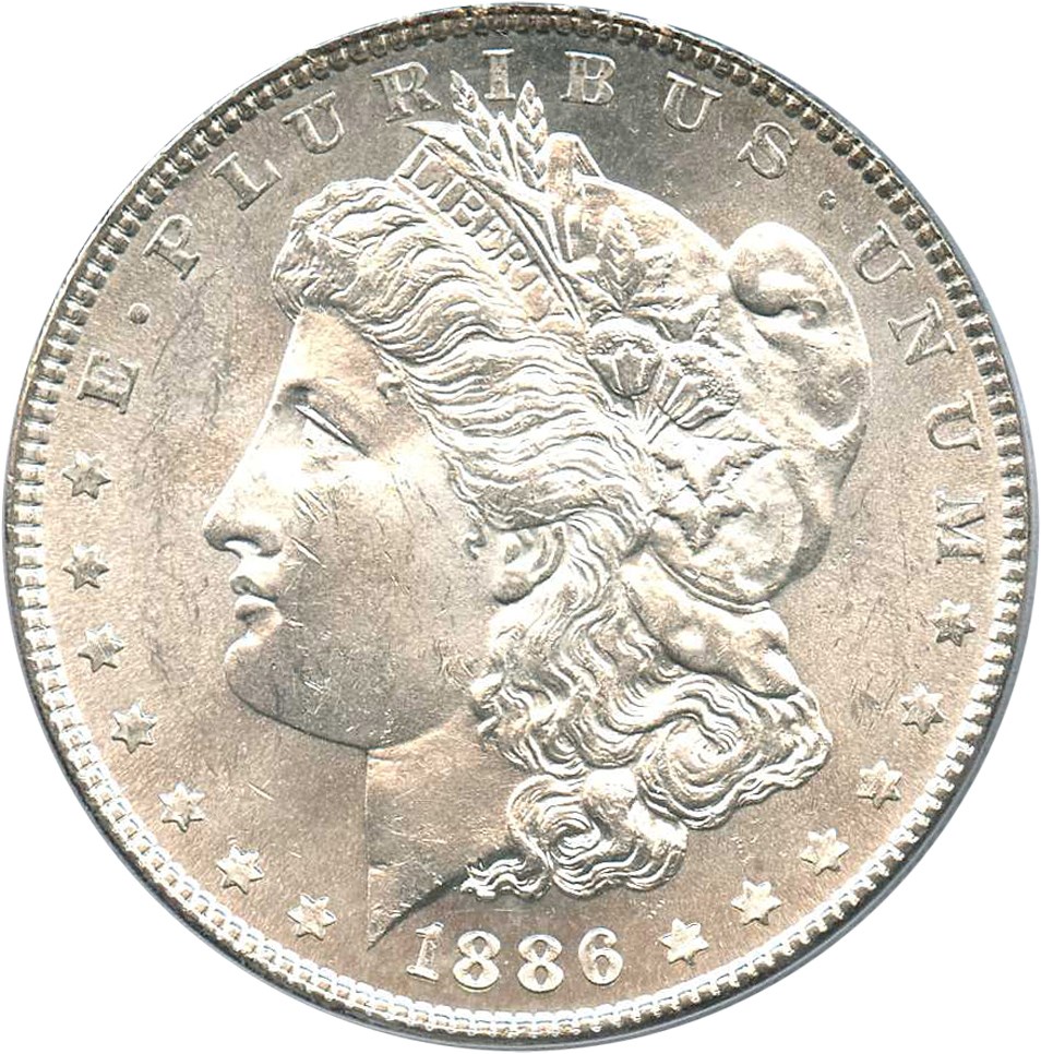 image for: 1886 $1 PCGS MS64 (VAM-21, Line in M, MPD)