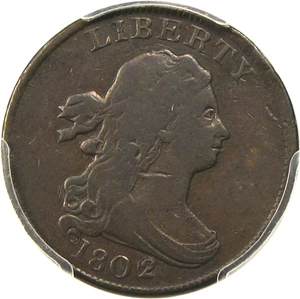 image for: 1802/0 1/2c PCGS F12 (Reverse of 1802)