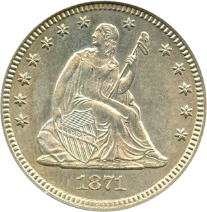 image for: 1871 25c PCGS MS61
