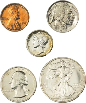 image for: 1936 Proof Set 1-50c NGC/CAC PR64RD,66,65+,65,64 (Highland Collection, 5 Coins)