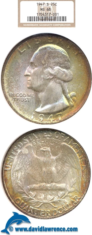 image for: 1947-S 25c NGC MS68