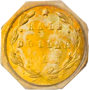 image for: California Fractional Gold: 1871 50c PCGS MS61 (BG-924)