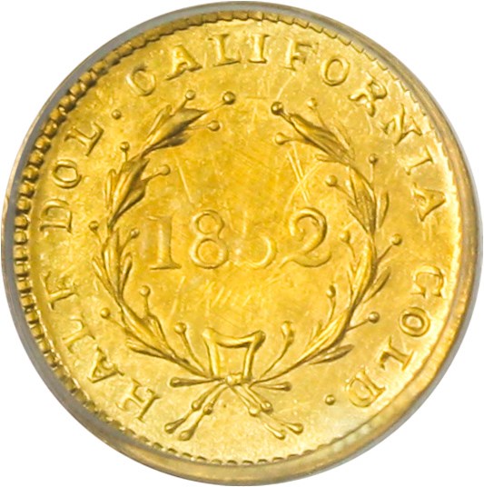 image for: California Fractional Gold: 1852 50c PCGS MS63 (BG-401)