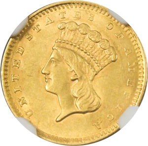 image for: 1856 G$1 NGC MS61 (Type 3, Slanted 5)