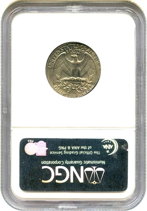 image for: Mint Error: 1977 25c NGC MS65 (Struck on Nickel Planchet, 5.0g)