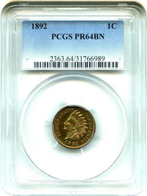 image for: 1892 1c PCGS Proof 64 BN