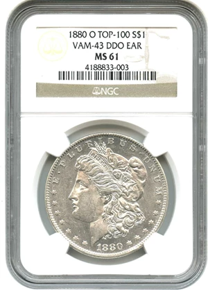 image for: 1880-O $1 NGC MS61 (VAM-43, Doubled Ear)