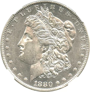 image for: 1880-O $1 NGC MS61 (VAM-43, Doubled Ear)