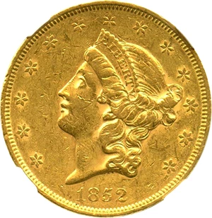 image for: 1852 $20 NGC/CAC AU53