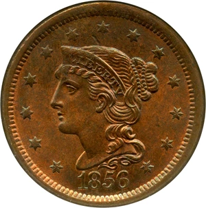 image for: 1856 1c NGC MS65 RB (Upright 5) - No Reserve!
