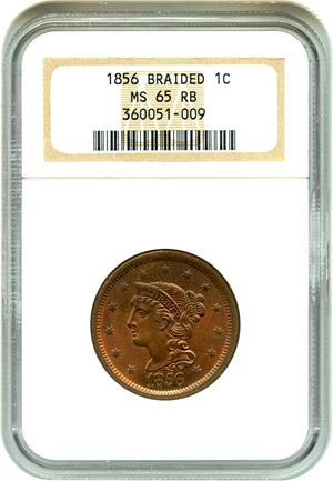 image for: 1856 1c NGC MS65 RB (Upright 5) - No Reserve!