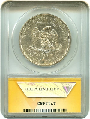 image for: 1876-S Trade$ ANACS AU55 Details (Chop Mark Damaged, Cleaned)