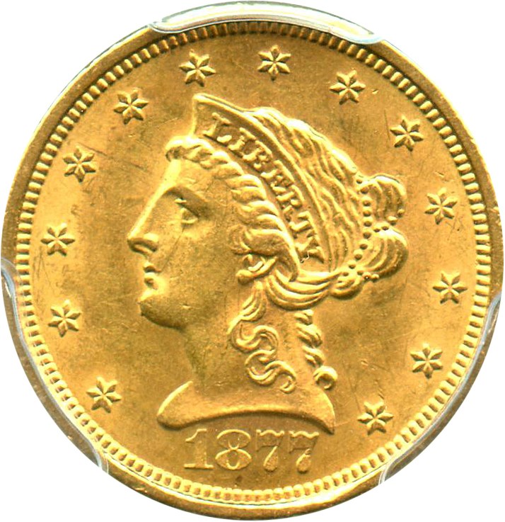 image for: 1877-S $2 1/2 PCGS MS62 - No Reserve!