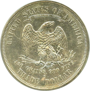 image for: 1876-S Trade$ ANACS AU55 Details (Chop Mark Damaged, Cleaned)