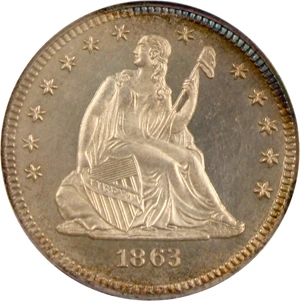 image for: 1863 25c PCGS Proof 64 CAM