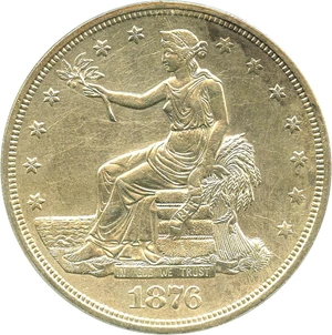 image for: 1876-S Trade$ ANACS AU55 Details (Chop Mark Damaged, Cleaned)