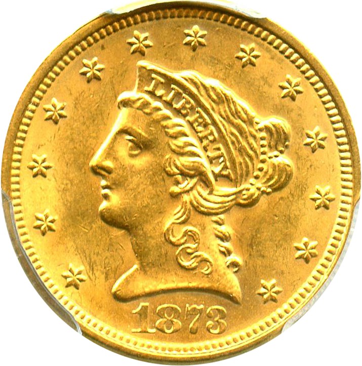 image for: 1873 $2 1/2 PCGS/CAC MS63 (Closed 3)