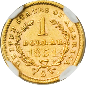 image for: 1854-S G$1 NGC AU55 (Type 2)