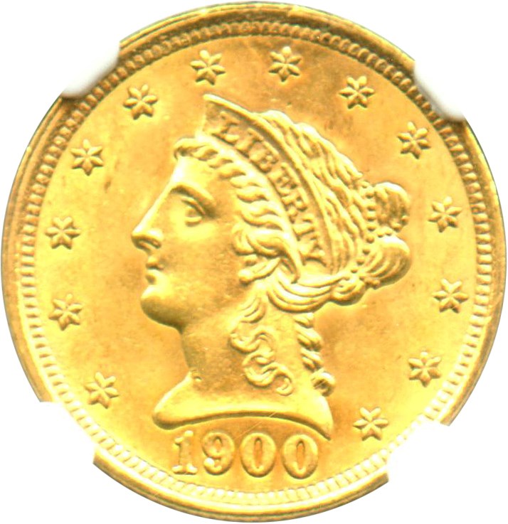 image for: 1900 $2 1/2 NGC MS62 - No Reserve!